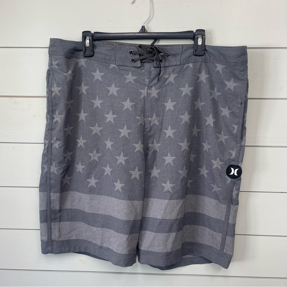 Hurley American flag gray swim board shorts men's size 36
